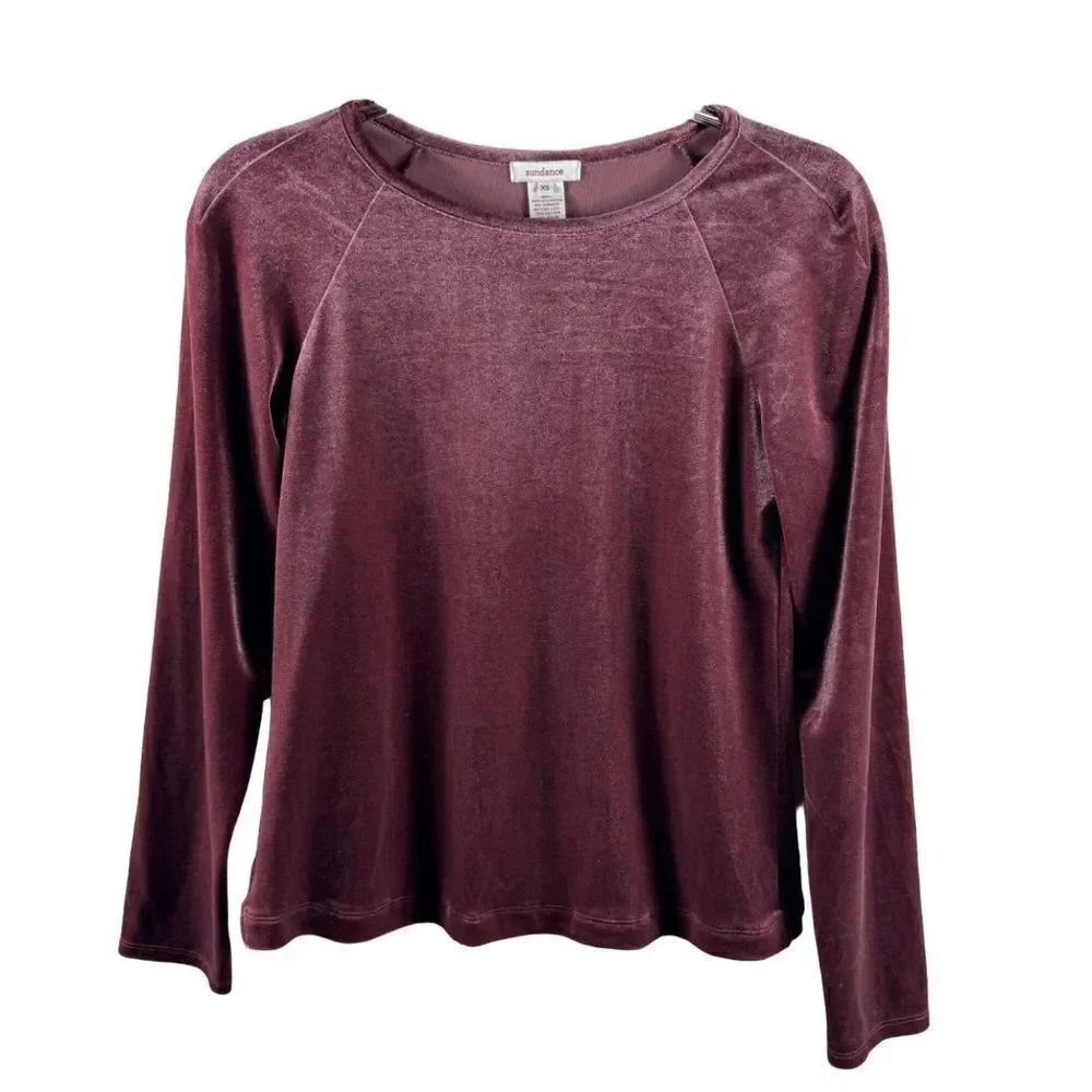 Sundance Velvet Grace Pullover Blouse Raglan Sleeves Fig Red Size XS *FLAWED*